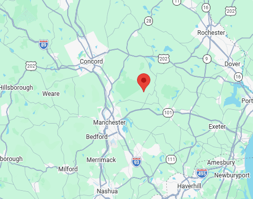 Map of South Road Designs service area in New Hampshire